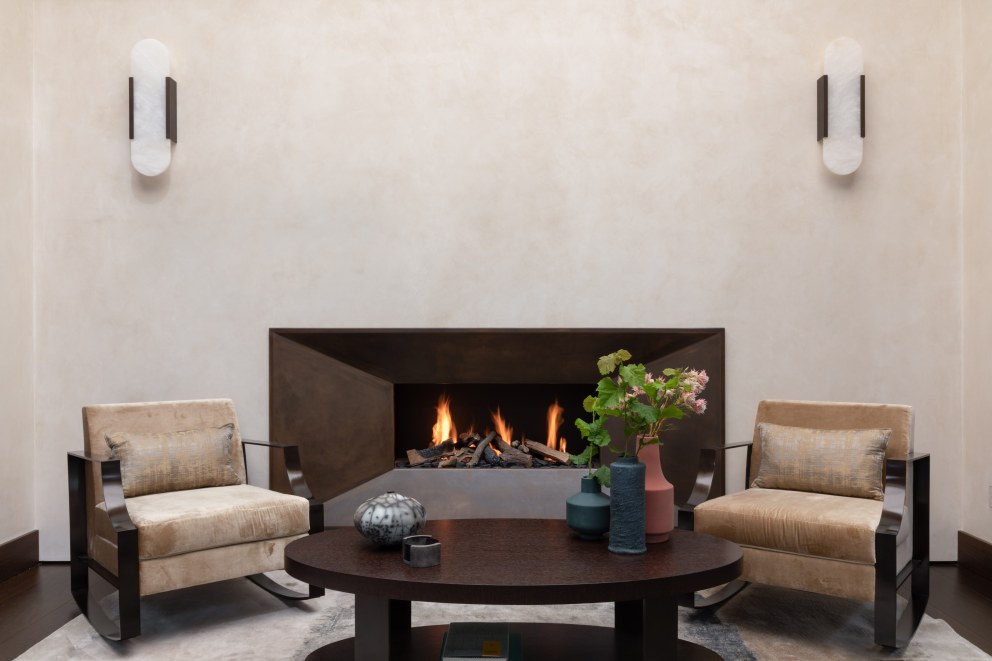 South Kensington penthouse | Living room fireplace | Interior Designers